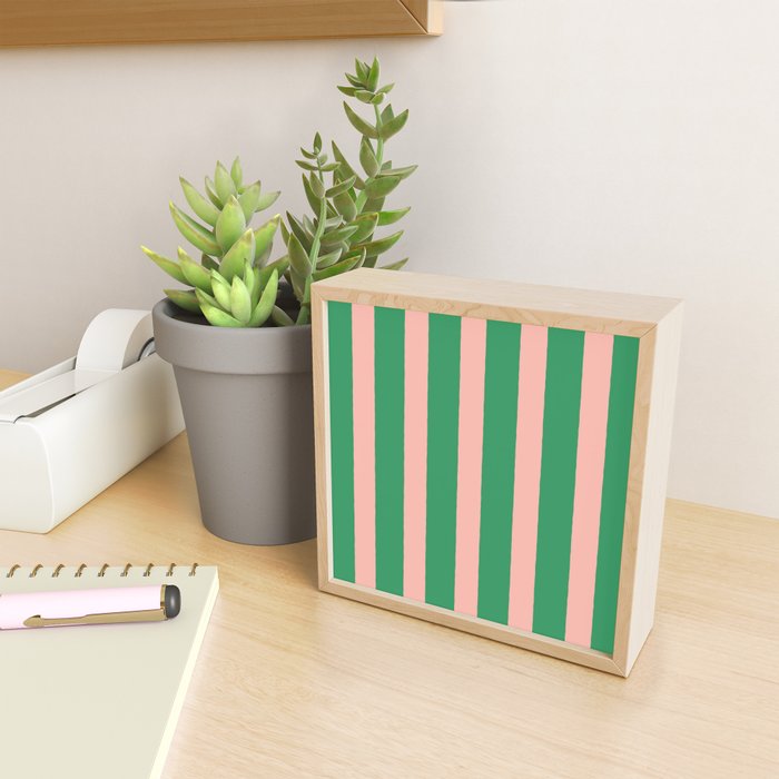 Simple Stripes Pattern - Green Pink Mini Art Print Gallery Image 2