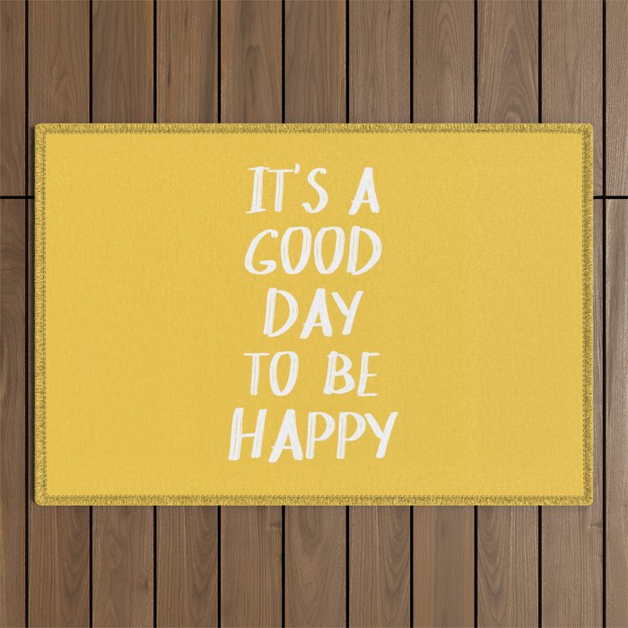 It's a Good Day to Be Happy - Yellow Outdoor Rug Gallery Image 1