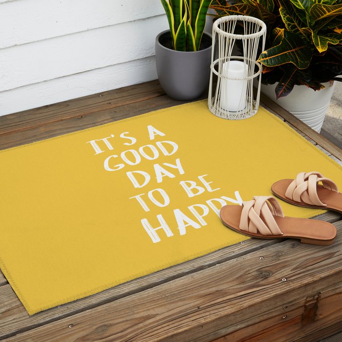 It's a Good Day to Be Happy - Yellow Outdoor Rug Gallery Image 2