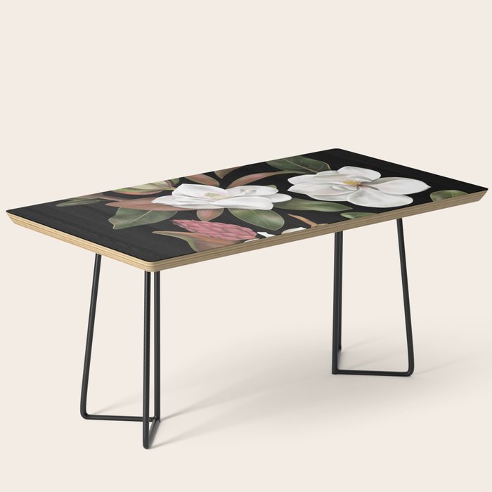 Magnolias Flowers Black Coffee Table Gallery Image 1