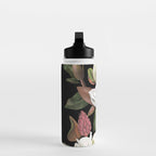 Magnolias Flowers Black Water Bottle Gallery Image 3