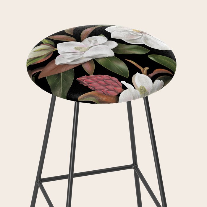 Magnolias Flowers Black Stool Gallery Image 2