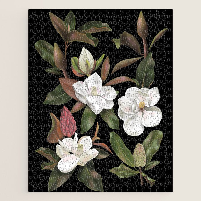 Magnolias Flowers Black Jigsaw Puzzle Gallery Image 1