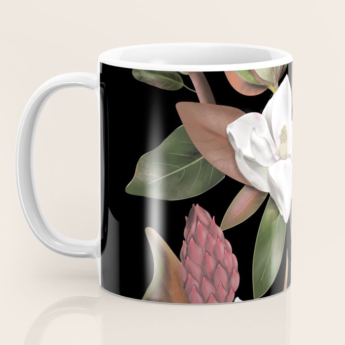 Magnolias Flowers Black Coffee Mug Gallery Image 3