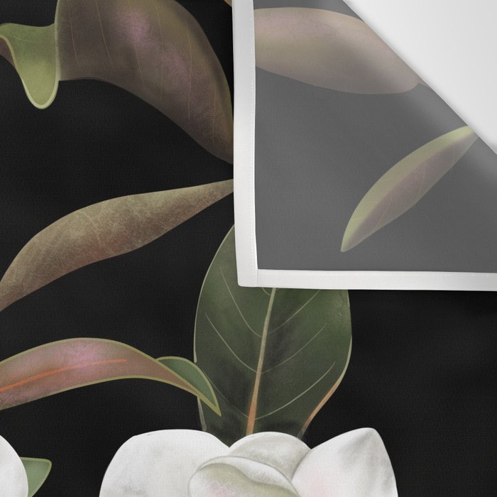 Magnolias Flowers Black Wall Tapestry Gallery Image 3