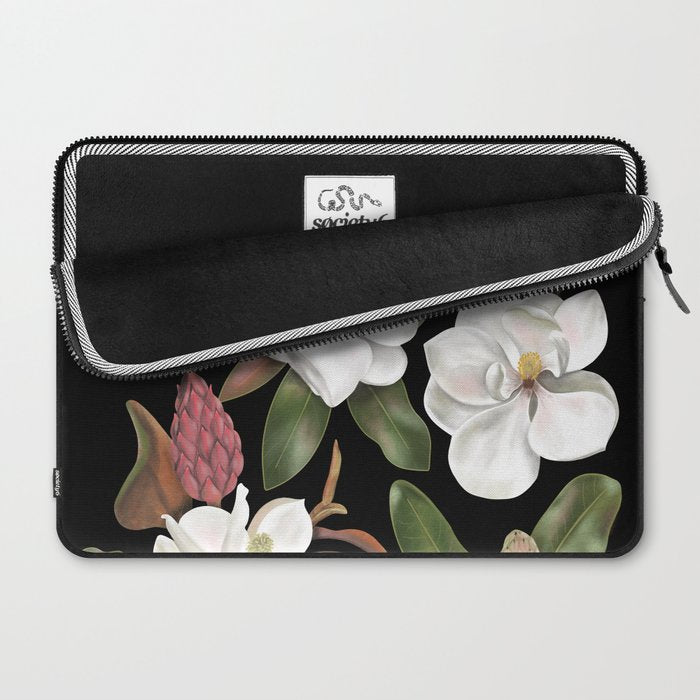 Magnolias Flowers Black Laptop Sleeve Gallery Image 2