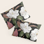 Magnolias Flowers Black Pillow Sham Gallery Image 3