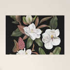 Magnolias Flowers Black Welcome Mat Gallery Image 1