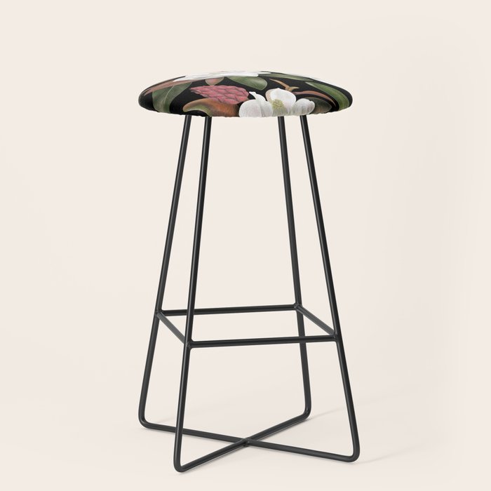 Magnolias Flowers Black Stool Gallery Image 1