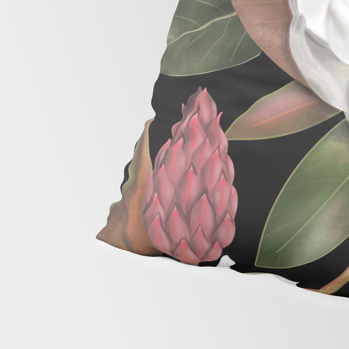 Magnolias Flowers Black Pillow Sham Gallery Image 4