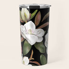 Magnolias Flowers Black Travel Mug Gallery Image 1