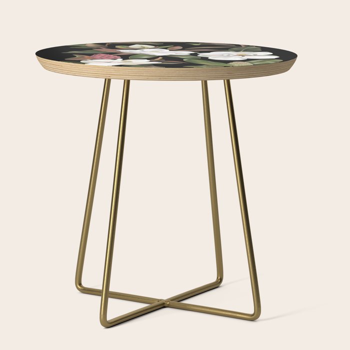 Magnolias Flowers Black Side Table Gallery Image 1