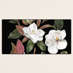 Magnolias Flowers Black Desk Mat Gallery Image 3
