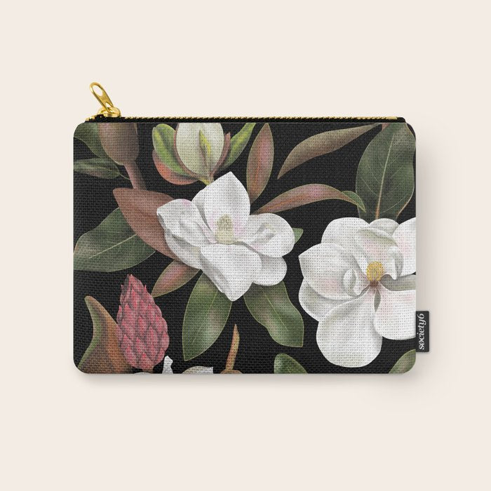 Magnolias Flowers Black Carry All Pouch Gallery Image 1