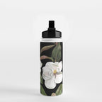 Magnolias Flowers Black Water Bottle Gallery Image 2