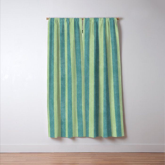 STRIPES - 005 - teal and green Window Curtain Gallery Image 3