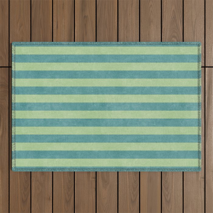 STRIPES - 005 - teal and green Outdoor Rug Gallery Image 1