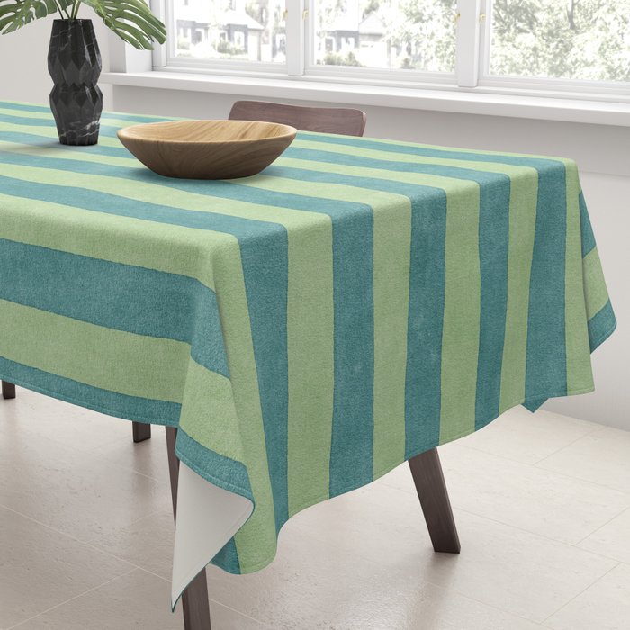 STRIPES - 005 - teal and green Tablecloth Gallery Image 3