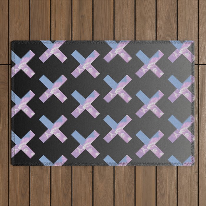 2010s era egirl x pattern Outdoor Rug Gallery Image 1