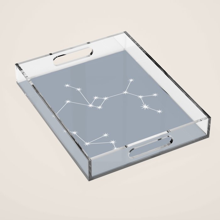 Sagittarius Zodiac Star Constellation Line Art Blue Grey Acrylic Tray Gallery Image 1