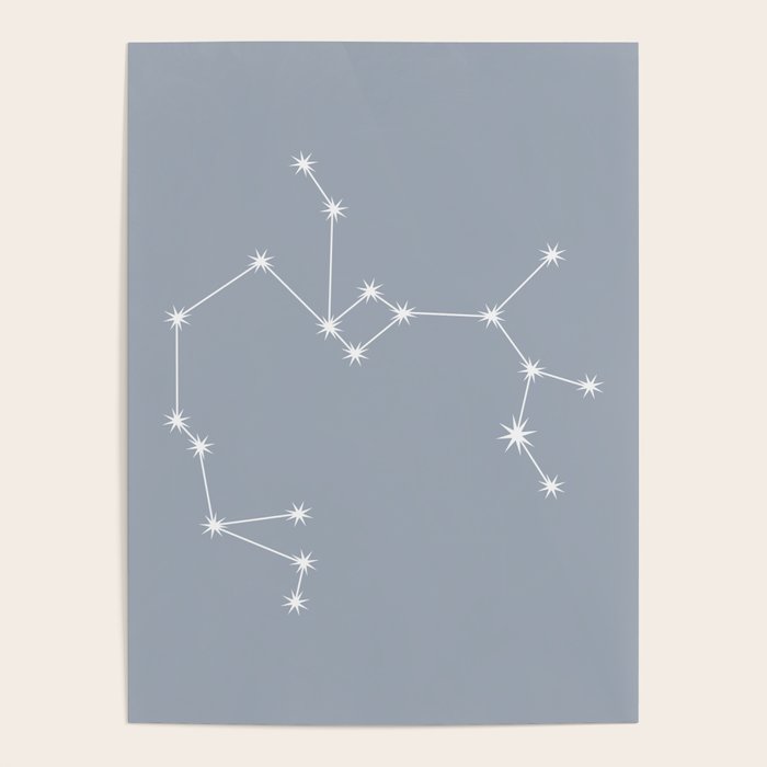 Sagittarius Zodiac Star Constellation Line Art Blue Grey Poster Gallery Image 4