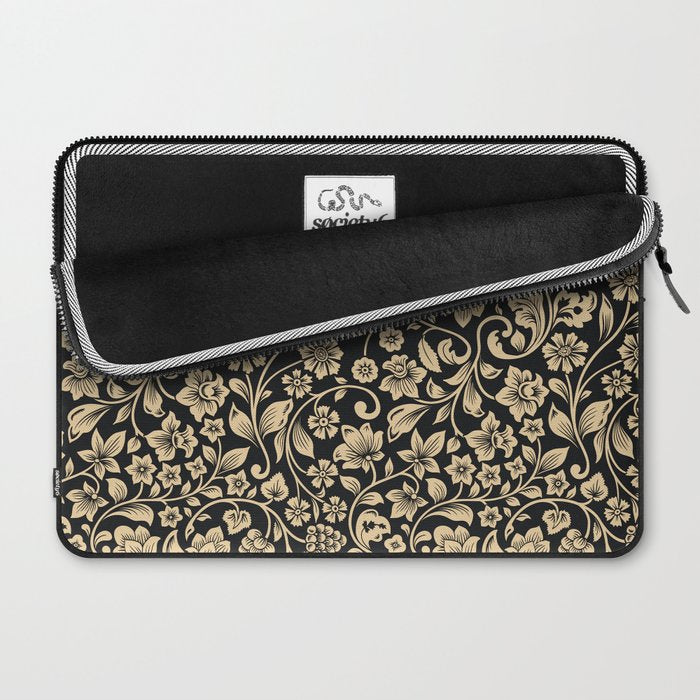 William Morris Style Art Nouveau Dark Floral Laptop Sleeve Gallery Image 2