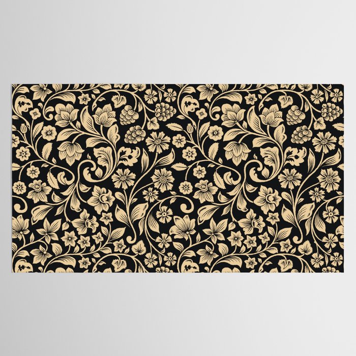 William Morris Style Art Nouveau Dark Floral Tablecloth Gallery Image 2