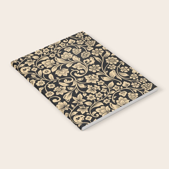 William Morris Style Art Nouveau Dark Floral Notebook Gallery Image 2