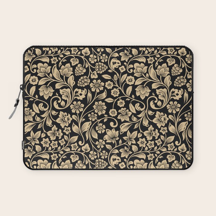 William Morris Style Art Nouveau Dark Floral Laptop Sleeve Gallery Image 1