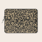 William Morris Style Art Nouveau Dark Floral Laptop Sleeve Gallery Image 1