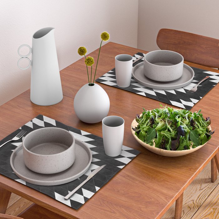 Urban Tribal Pattern No.14 - Aztec - Black Concrete Placemat Gallery Image 2