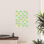 Peace & Love Retro Nostalgia Green Checker Poster Gallery Image 2