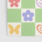 Peace & Love Retro Nostalgia Green Checker Poster Gallery Image 3