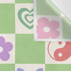 Peace & Love Retro Nostalgia Green Checker Wall Tapestry Gallery Image 3