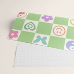 Peace & Love Retro Nostalgia Green Checker Wrapping Paper Gallery Image 2