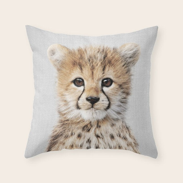 Baby Cheetah - Colorful Throw Pillow Gallery Image 6