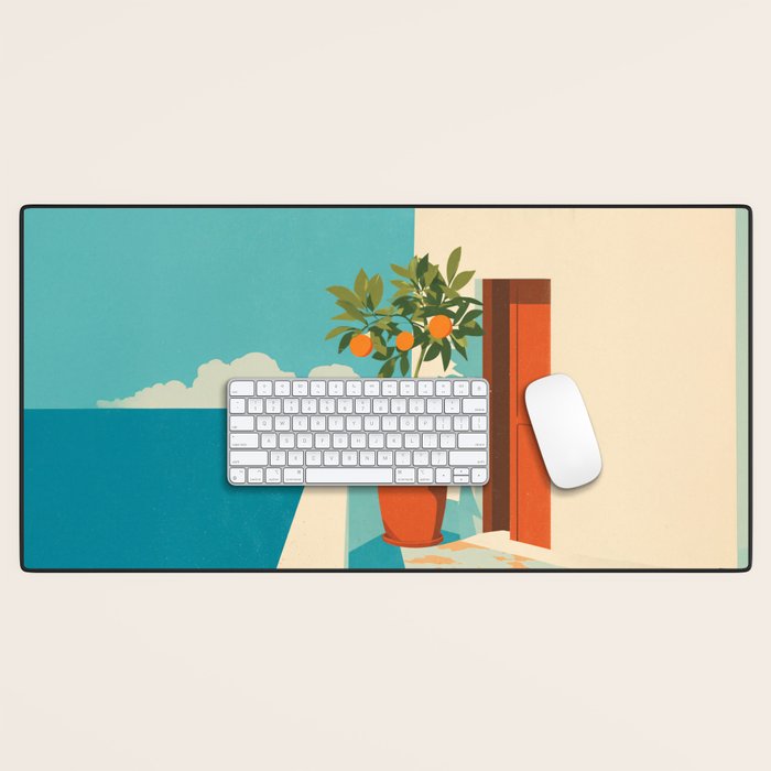 Mediterranean Balcony Orange Tree Desk Mat Gallery Image 1