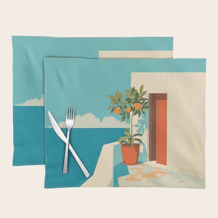 Mediterranean Balcony Orange Tree Placemat Gallery Image 1
