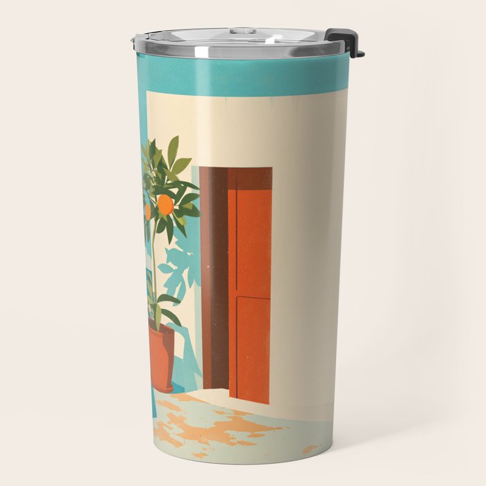 Mediterranean Balcony Orange Tree Travel Mug Gallery Image 2