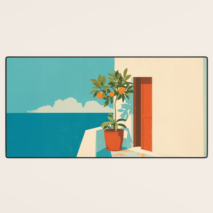 Mediterranean Balcony Orange Tree Desk Mat Gallery Image 3