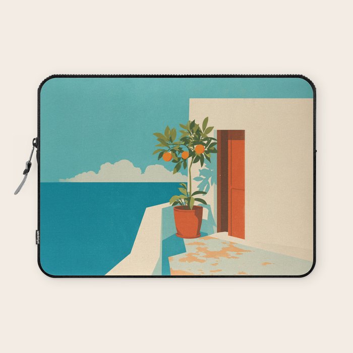 Mediterranean Balcony Orange Tree Laptop Sleeve Gallery Image 1