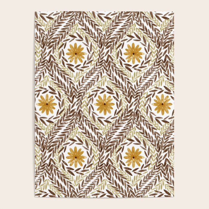Golden Daisy Swirl Poster Gallery Image 1