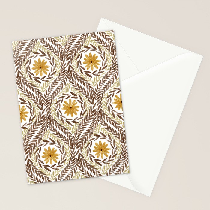 Golden Daisy Swirl Stationery Card Gallery Image 2