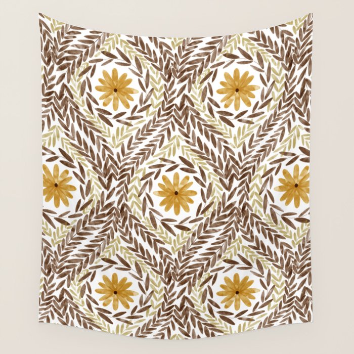 Golden Daisy Swirl Wall Tapestry Gallery Image 4