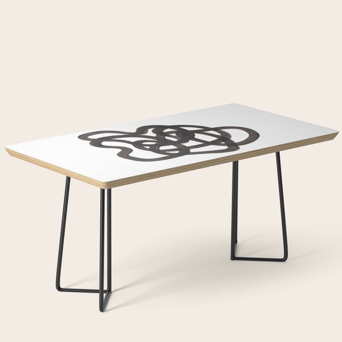 'Ink Memories' Minimalist Ink Line Drawing Abstract Black Brush Strokes Modern Funky Maze by Ejaaz Haniff Coffee Table Gallery Image 1