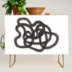 'Ink Memories' Minimalist Ink Line Drawing Abstract Black Brush Strokes Modern Funky Maze by Ejaaz Haniff Credenza Gallery Image 1