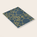 Navy Blue and Mustard Doodle Flowers Retro Floral Pattern Notebook Gallery Image 3