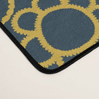 Navy Blue and Mustard Doodle Flowers Retro Floral Pattern Desk Mat Gallery Image 4
