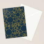 Navy Blue and Mustard Doodle Flowers Retro Floral Pattern Stationery Card Gallery Image 2