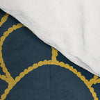 Navy Blue and Mustard Doodle Flowers Retro Floral Pattern Comforter Gallery Image 4